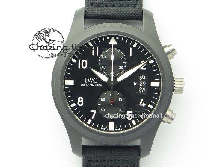 MIROTIME 0412 EasyCare Pilot Chrono IW388001 Real Ceramic ZF 1:1 Best Edition On Black Nylon Strap A 7279